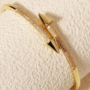 Gold Arrow Bangle Crystal Bracelet